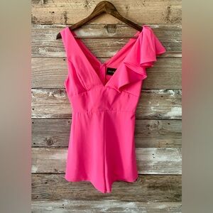 DO+BE Hot Pink Ruffle One-Shoulder Romper